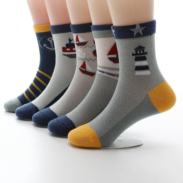 Boy's Sailor Socks 5 Pairs Set - Stylus Kids