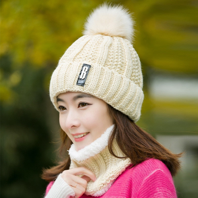 Girls Winter Knitted Beanies Hat Set - Stylus Kids