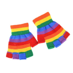 Kids Winter Knitted Rainbow Striped Gloves - Stylus Kids