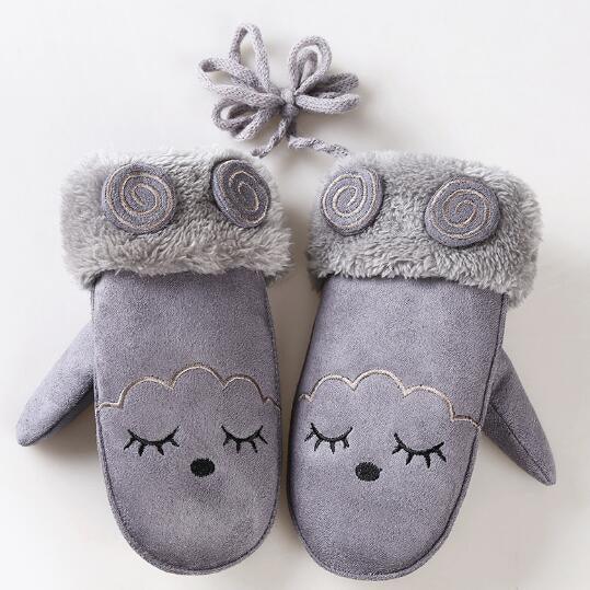 Warm Girl's Gloves with Cute Bunny Embroidery - Stylus Kids