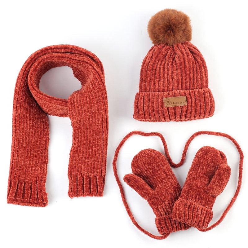 Kid's Knitted Beanie, Scarf and Gloves Set - Stylus Kids